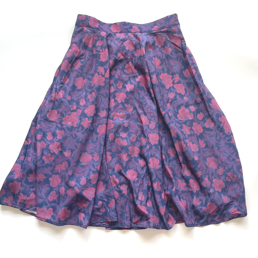 Women's ModCloth Navy and Purple Floral Skirt Size Medium